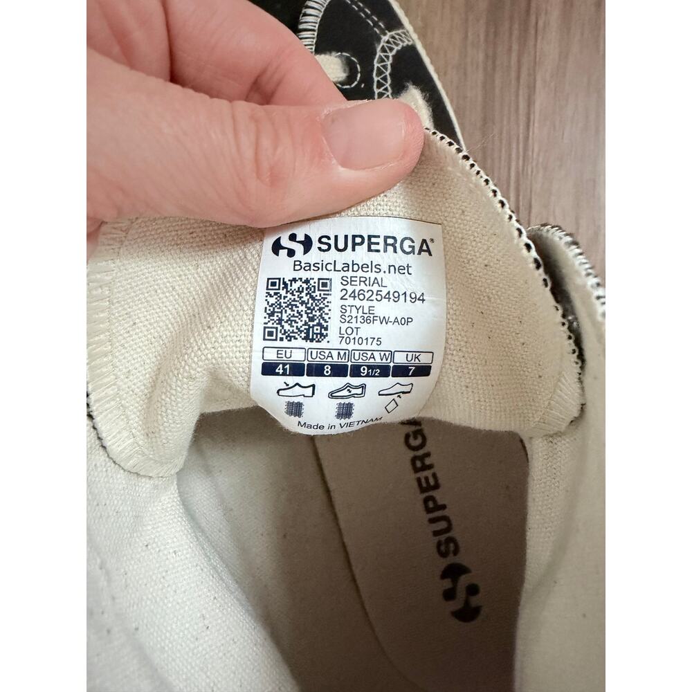 Superga 2294 Drill Overlock Stitching Black White High Top Sneakers-Size 8 - Picture 7 of 7